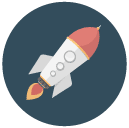 rocket Flat Round Icon