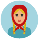 russian woman Flat Round Icon