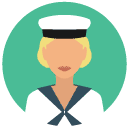 sailor woman Flat Round Icon