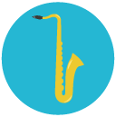 saxophone Flat Round Icon