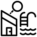 search house with pool line Icon