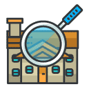search mansion Filled Outline Icon