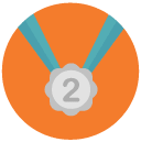 second place Flat Round Icon
