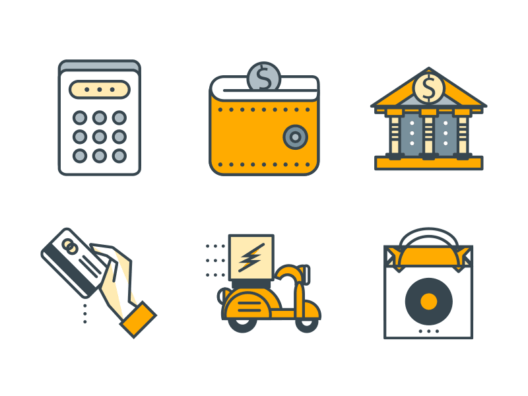 shopping filled outline icons