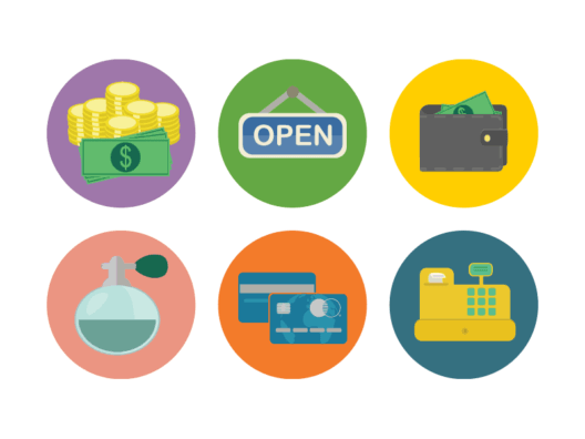 shopping flat round icons