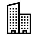side by side buildings 1 line Icon