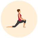 side lunge pose Flat Round Icon