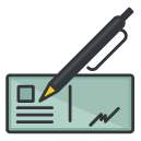 sign cheque Filled Outline Icon