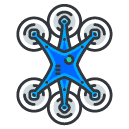 six fan drone Filled Outline Icon