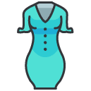 sleeves fited dress Filled Outline Icon