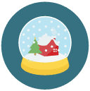 snowglobe Flat Round Icon