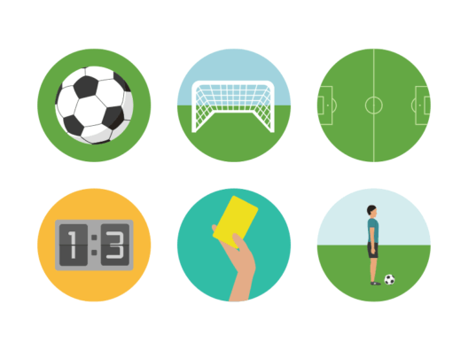 soccer and football flat round icons