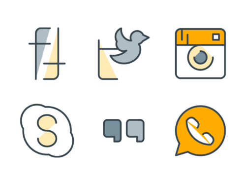 social media filled outline icons