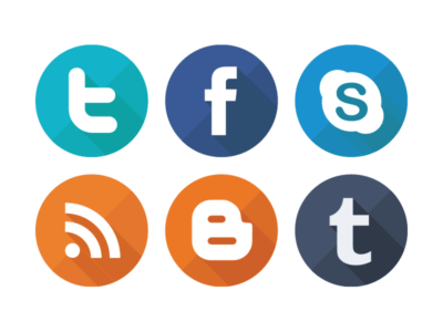 social media flat round icons