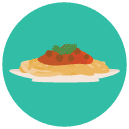 spaghetti bolognese Flat Round Icon