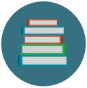 stack of books Flat Round Icon