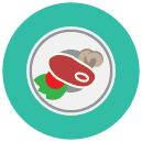 steak dinner Flat Round Icon