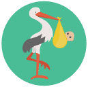 stork Flat Round Icon