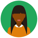straight haired woman Flat Round Icon