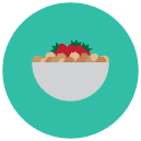strawberries bowl Flat Round Icon