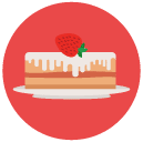 strawberry cake Flat Round Icon