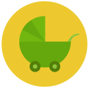 stroller Flat Round Icon