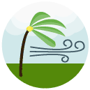 strong wind palm tree Flat Round Icon