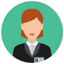 suit woman Flat Round Icon