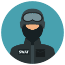 swat mask man Flat Round Icon