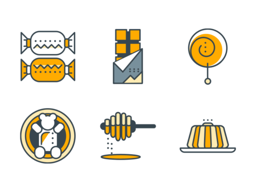 sweets filled outline icons