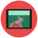tablet racing game Flat Round Icon