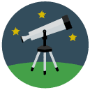 telescope Flat Round Icon