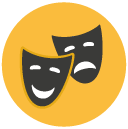 theatre masks Flat Round Icon