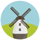 traditional windmill Flat Round Icon
