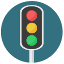 traffic lights Flat Round Icon