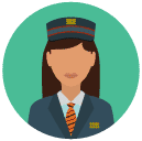 train conductor woman Flat Round Icon