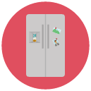 two door fridge Flat Round Icon