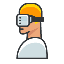 vr goggles man side Filled Outline Icon