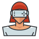 vr goggles woman Filled Outline Icon