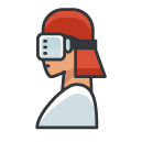 vr goggles woman side Filled Outline Icon