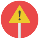 warning sign Flat Round Icon