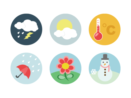 weather flat round icons