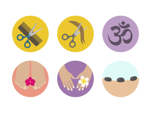 wellness and spa flat round icons