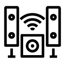 wireless music system line Icon