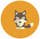 wolf Flat Round Icon
