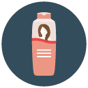 woman shampoo Flat Round Icon