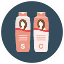woman shampoo conditioner Flat Round Icon