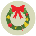 wreath Flat Round Icon