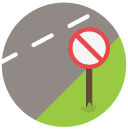 wrong direction street sign Flat Round Icon