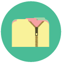 zipped folder Flat Round Icon